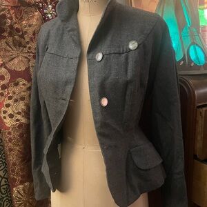 Vintage 1940s 50s nipped waist wool structured jacket blazer New Look S